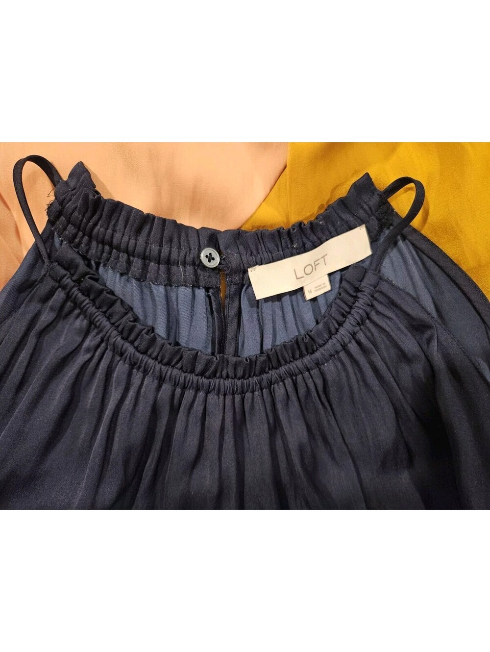 Loft Medium Colorblock Halter Swing Dress Forever Navy - Picture 8 of 8